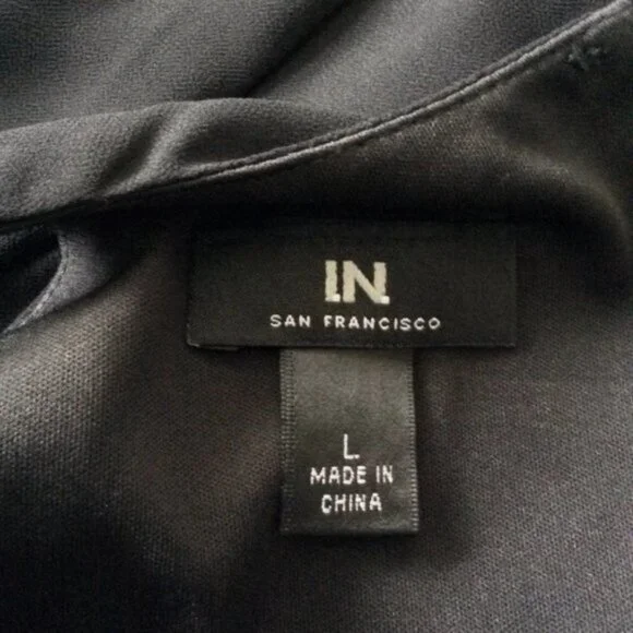 I.N. San Francisco Black Mini Dress Size Large Sleeveless Scalloped - Picture 5 of 7